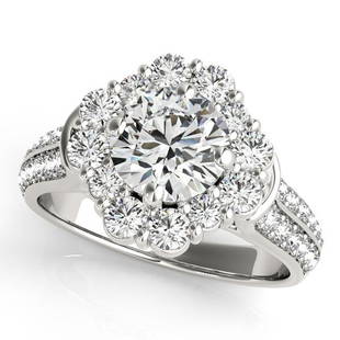 Certified 1.55 Ctw SI2/I1 Diamond 14K White Gold Vintag: Certified 1.55 Ctw SI2/I1 Diamond 14K White Gold Vintage Style Wedding Halo Ring -- Center Diamond Approx Weight: 1.00 Ctw (Round Cut) Center Color: J-K Center Stone Clarity: SI2/I1 Center Stone