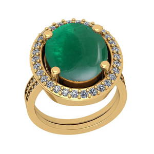 12.49 Ctw SI2/I1 Emerlad And Diamond 14K Yellow Gold Vi