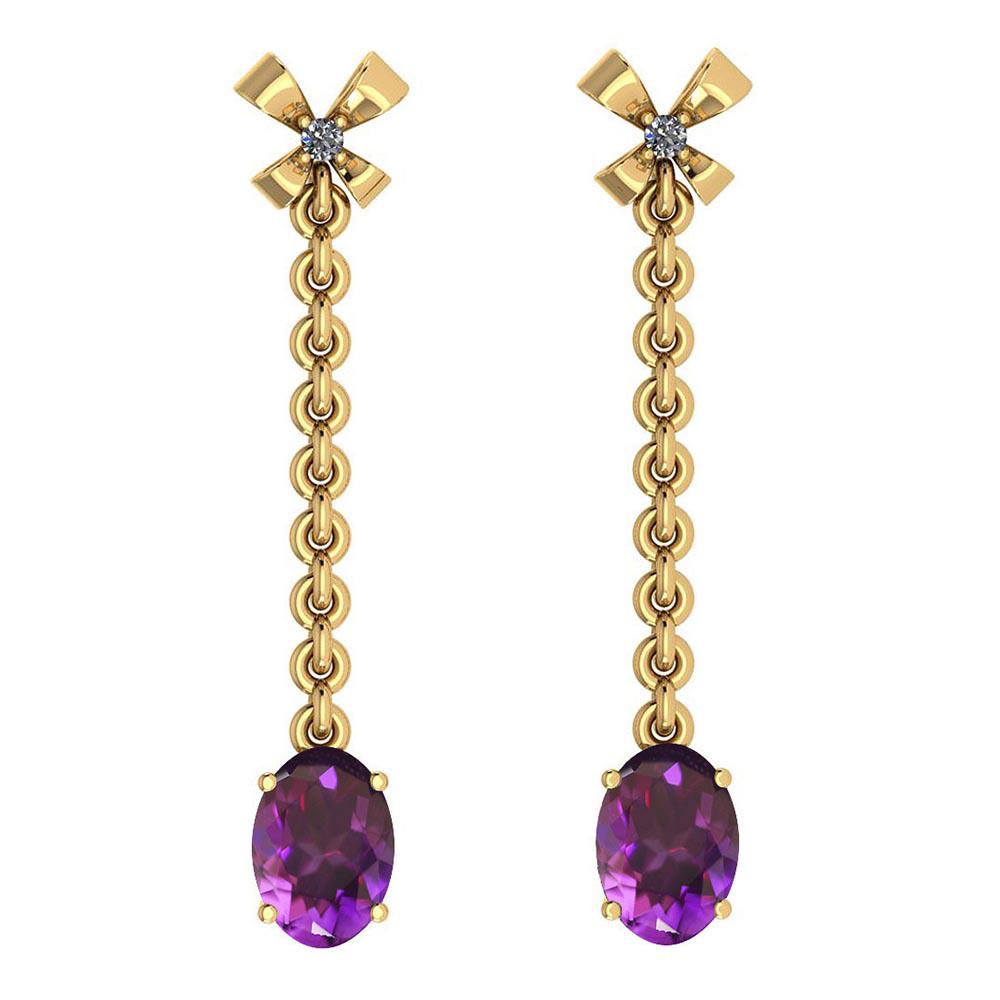 1.53 Ctw Amethyst And Diamond VS/SI1 14K Yellow Gold Ea: 1.53 Ctw Amethyst And Diamond VS/SI1 14K Yellow Gold Earrings -- Color Stone Approx Weight ; 1.50 Ctw (2 Pcs Oval) Stone Color: Amethyst Color Stone Setting ; Prong Side Stone (2 Pcs Round Cut Diamond