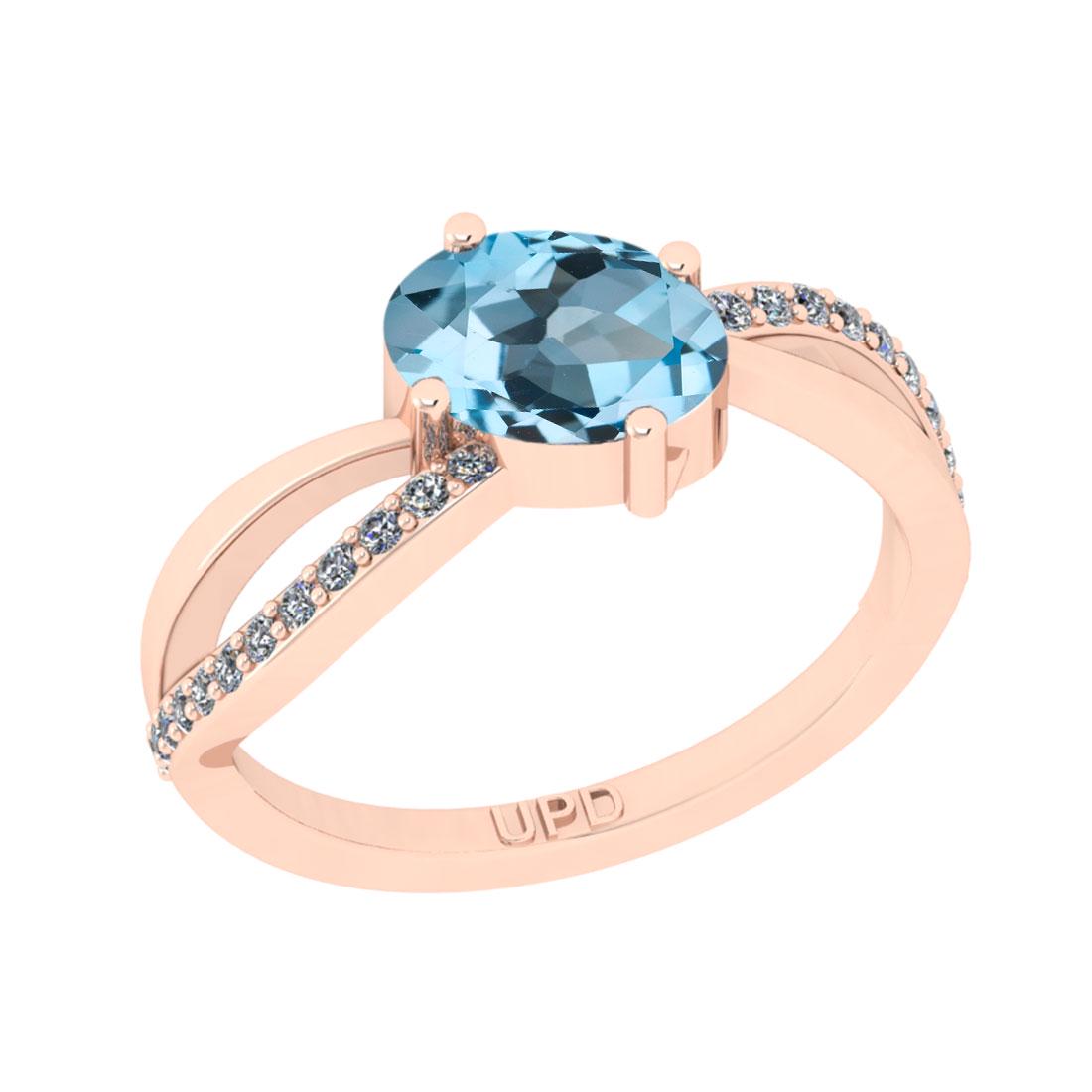 1.42 Ctw I2/I3 Blue Topaz And Diamond 10K Rose Gold Rin: 1.42 Ctw I2/I3 Blue Topaz And Diamond 10K Rose Gold Ring -- Center Stone Weight : 1.25 Ctw ( Oval Cut ) Center Stone Color :-Blue Topaz Center Stone Setting : Prong Side Stone Weight Of Ctw 0.17 Ctw S