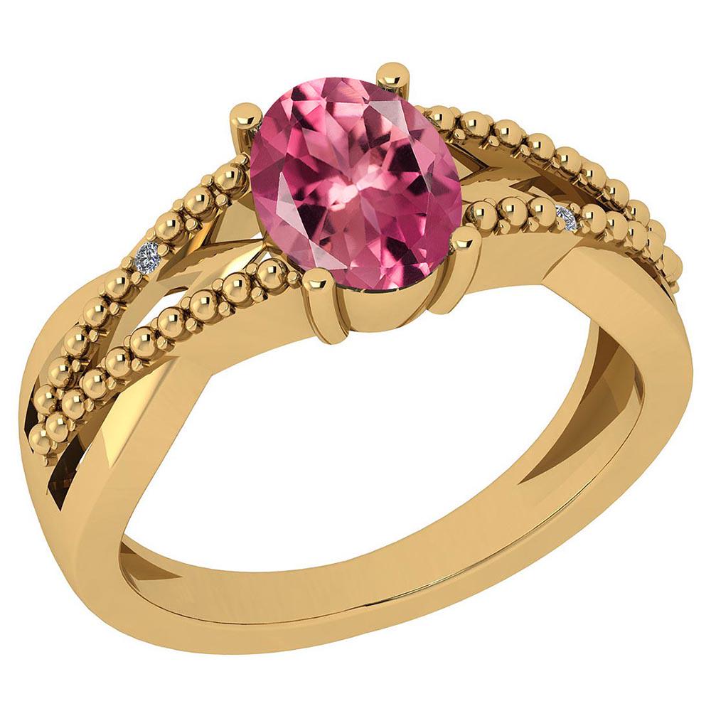 Certified 0.51 Ctw Pink Tourmaline And Diamond VS/SI1 1: Certified 0.51 Ctw Pink Tourmaline And Diamond VS/SI1 10K Yellow Gold Ring -- Color Stone Approx Weight: 0.50 Ctw (1 Pcs Oval) Center Stone Color: Pink Tourmaline Center Stone Setting: Prong Side Ston