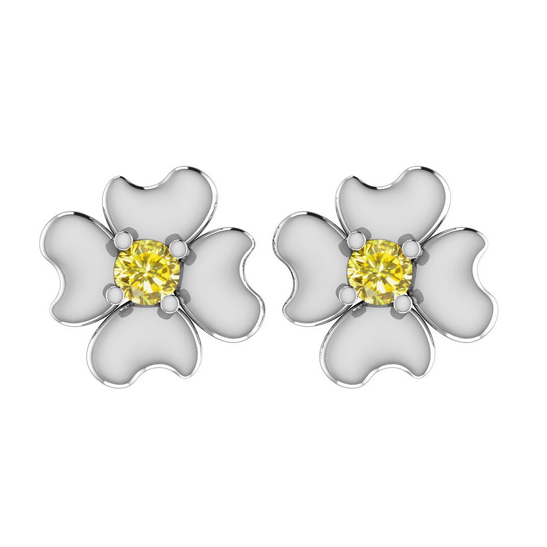 0.50 Ctw SI2/I1 Treated Fancy Yellow Diamond (1psc Pear: 0.50 Ctw SI2/I1 Treated Fancy Yellow Diamond (1psc Pear) 10K White Gold Stud Earrings -- Color Stone Weight : 0.50 Ctw (2 psc Round) Center Stone Color : Treated Fancy Yellow Diamond Center Stone Clar