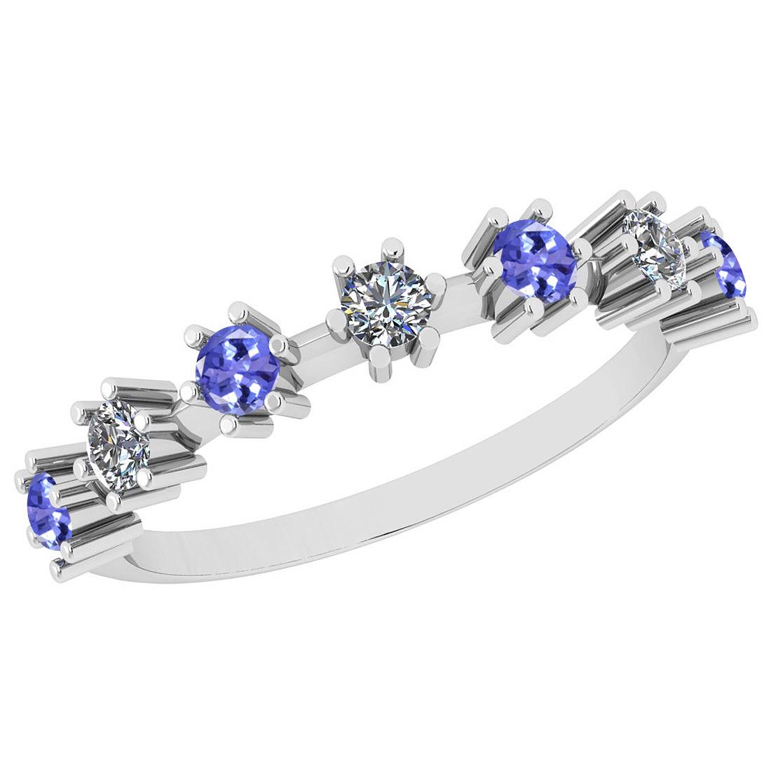 Certified 0.48 Ctw Tanzanite And Diamond I2/I3 10K Whit: Certified 0.48 Ctw Tanzanite And Diamond I2/I3 10K White Gold Band Ring Size: 6 (Free Sizing Avail) -- Color Stone Approx Weight: 0.27 Ctw (4 pcs Round) Center Stone Color: Tanzanite Center Stone Sett