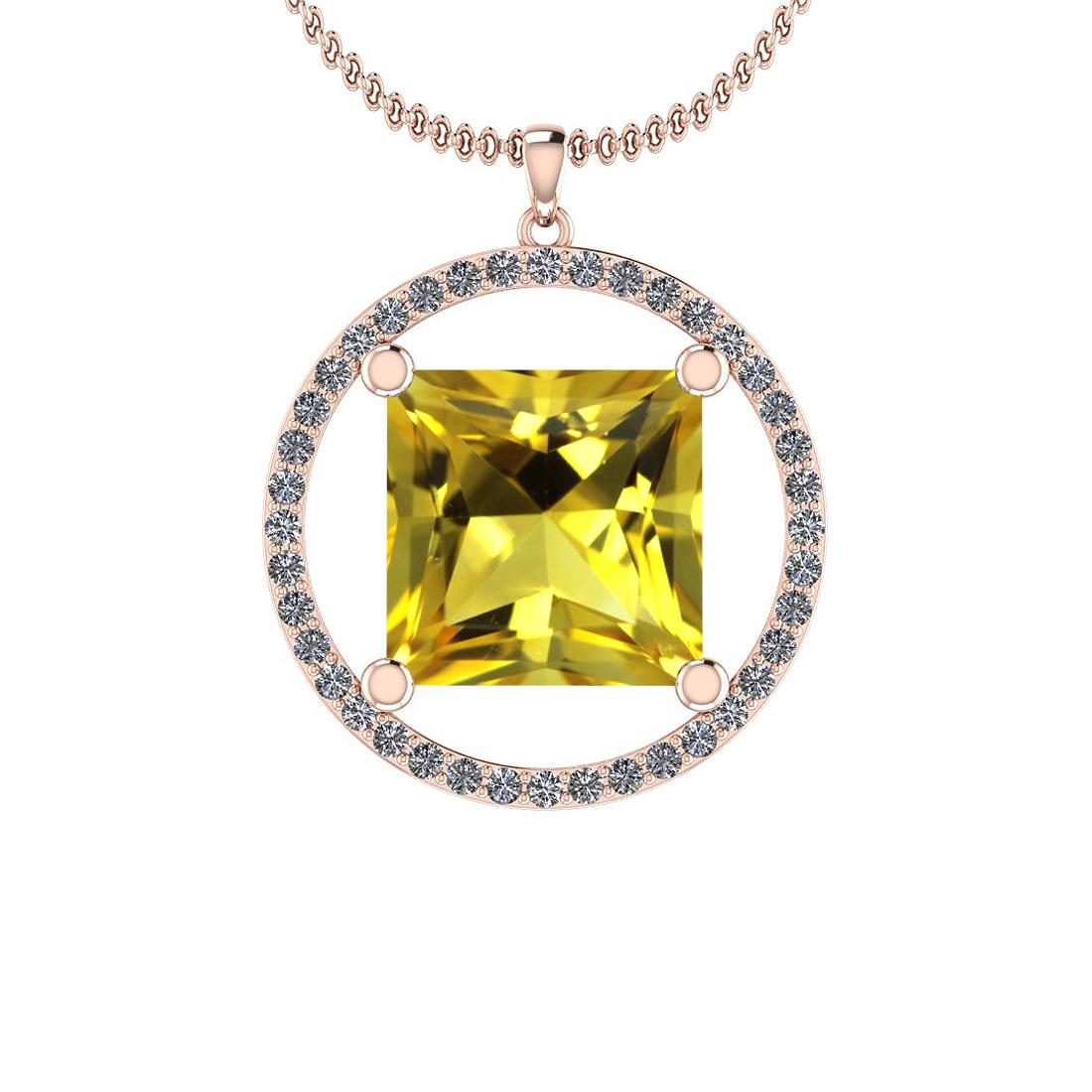 Certified 20.99 Ctw Lemon Topaz And Diamond I2/I3 10K G: Certified 20.99Ctw Lemon Topaz And Diamond I2/I3 10K Gold Victorian Style Pendant -- Center Stone Approx Weight: 19.59 Ctw (1 pcs Princess Suq) Center Stone Color: Lemon Topaz Center Stone Setting: Pr