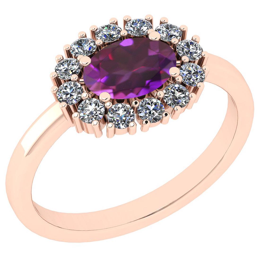 0.80 Ctw SI2/I1 Amethyst And DiamondSI2/I1 18K Rose Gol: 0.80 Ctw SI2/I1 Amethyst And DiamondSI2/I1 18K Rose Gold Anniversary Ring -- Color Stone Weight : 0.50 Ctw (1psc Oval) Center Stone Color : Amethyst Center Stone Setting : Prong Side Stone Weight Of C