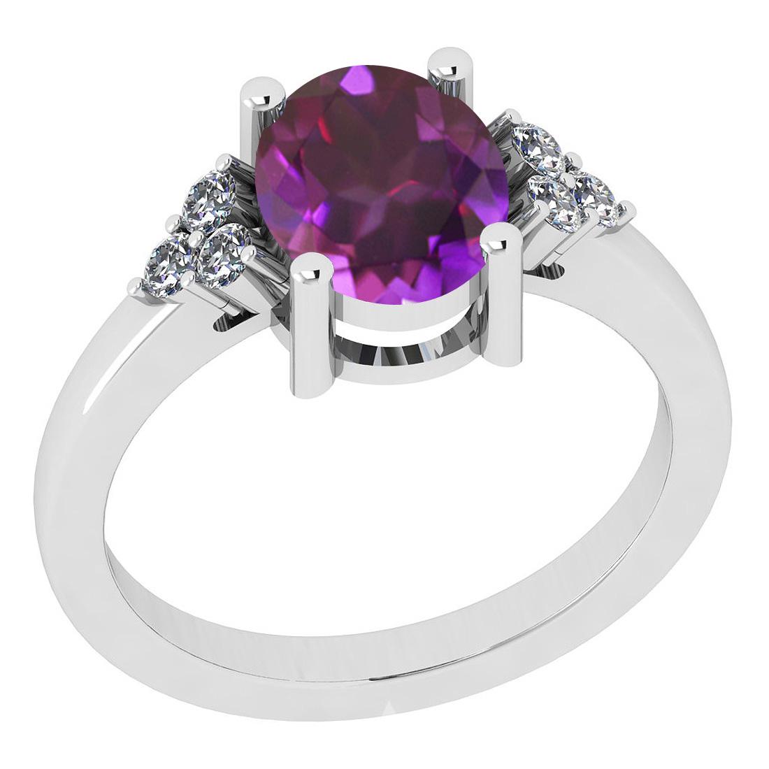 Certified 0.90 Ctw Amethyst And Diamond I2/I3 10K Gold: Certified 0.90 Ctw Amethyst And Diamond I2/I3 10K Gold Victorian Style Anniversary Ring -- Center Stone Approx Weight: 0.75 Ctw (1 pcs Oval) Center Stone Color: Amethyst Center Stone Setting: Prong Si
