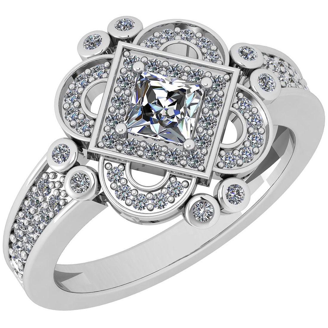 1.20 Ctw VS/SI1 Diamond 14K White Gold Engagement Halo: 1.20 Ctw VS/SI1 Diamond 14K White Gold Engagement Halo Ring -- Center Stone Weight : 0.75 Ctw (1 Psc Princess Cut LAB GROWN IGI CERTIFIED DIAMONDS) Center Stone Color : White G-H Diamond Stone Clarity