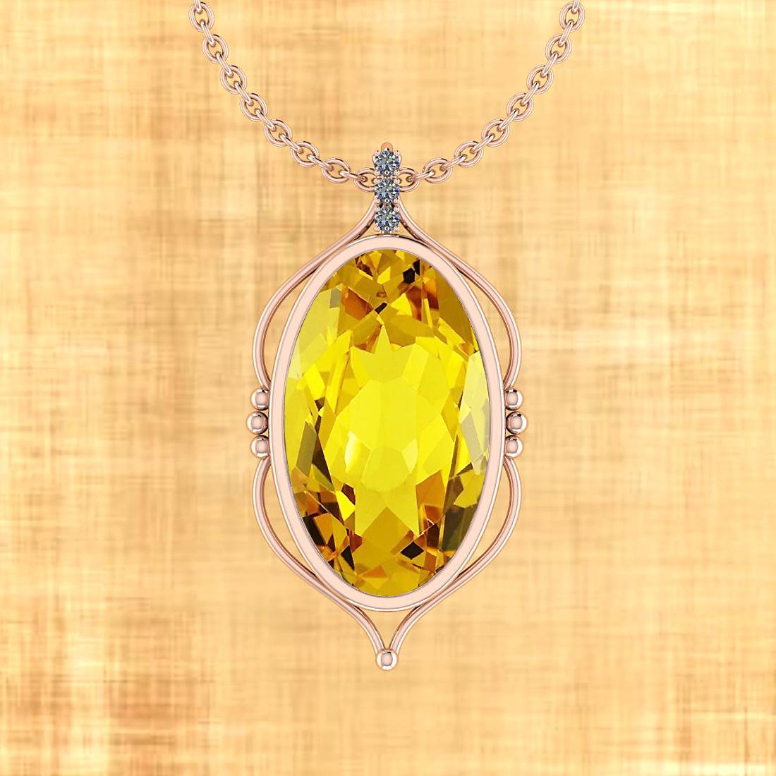 Certified 20.30 Ctw Lemon Topaz And Diamond I2/I3 10K G: Certified 20.30 Ctw Lemon Topaz And Diamond I2/I3 10K Gold Victorian Style Pendant -- Center Stone Weight: 46.59 Ctw (1 pcs Oval) Center Stone Color: Lemon Topaz Center Stone Setting: Bezel Side Stone