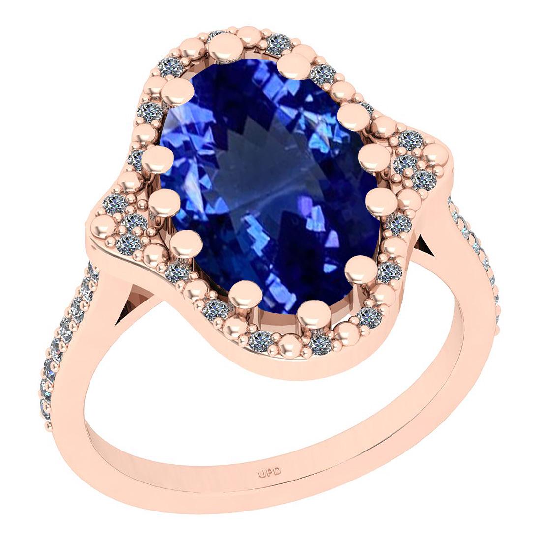 6.92 Ctw SI2/I1 Tanzanite And Diamond 14K Rose Gold Eng: 6.92 Ctw SI2/I1 Tanzanite And Diamond 14K Rose Gold Engagement Ring -- Center Stone Weight : 6.64 Ctw (Oval Cut) Center Stone Color :-Tanzanite Center Stone Setting : Prong Side Stone Weight Of Ctw 0.