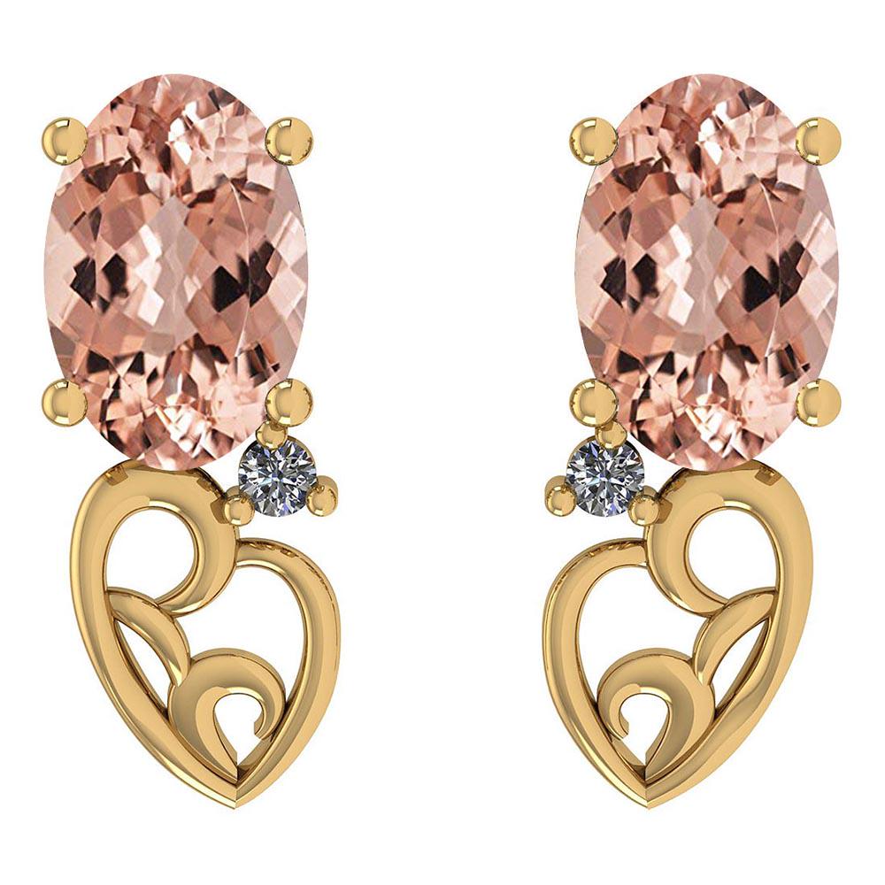 Certified 2.06 Ctw Morganite And Diamond VS/SI1 10K Yel: Certified 2.06 Ctw Morganite And Diamond VS/SI1 10K Yellow Gold Earrings -- Color Stone Approx Weight : 2.00 Ctw (2 Pcs Oval) Center Stone Color: Morganite Center Stone Setting: Prong Side Stone (2 Pc