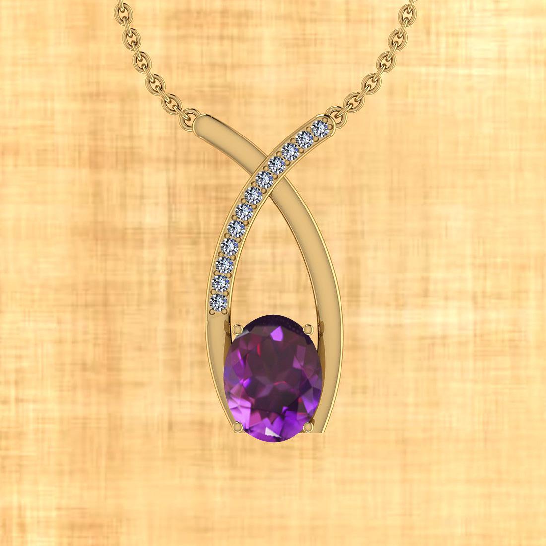 Certified 14.45 Ctw Amethyst And Diamond I2/I3 10K Gold: Certified 14.45 Ctw Amethyst And Diamond I2/I3 10K Gold Victorian Style Pendant -- Center Stone Approx Weight: 13.76 Ctw (1 pcs Oval) Center Stone Color: Amethyst Center Stone Setting: Prong Side Ston