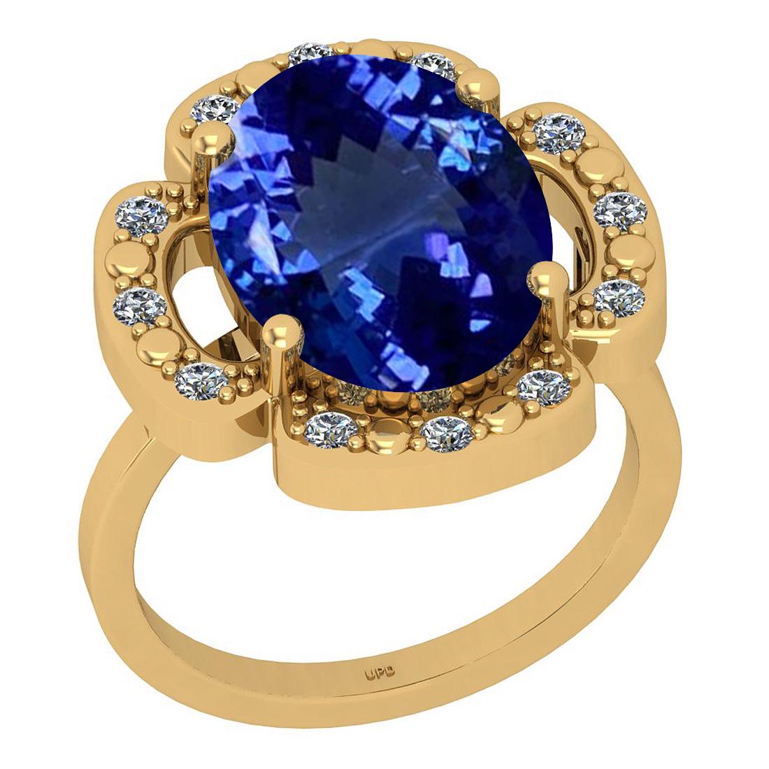 8.14 Ctw SI2/I1 Tanzanite And Diamond 14K Yellow Gold E: 8.14 Ctw SI2/I1 Tanzanite And Diamond 14K Yellow Gold Engagement Ring -- Center Stone Weight : 7.84 Ctw (Oval Cut) Center Stone Color :-Tanzanite Center Stone Setting : Prong Side Stone Weight Of Ctw 