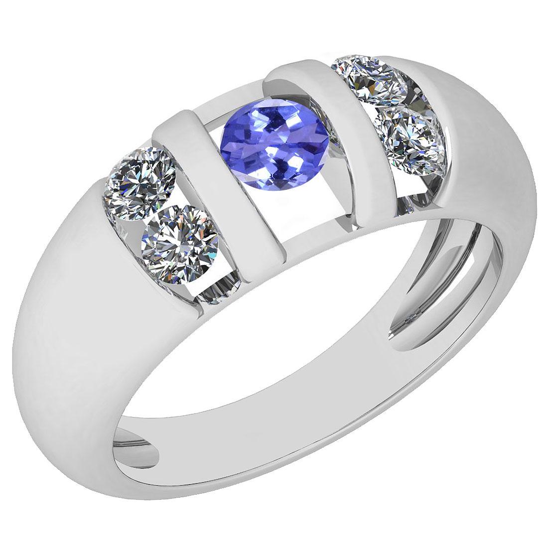 Certified 0.65 Ctw Tanzanite And Diamond VS/SI1 18K Whi: Certified 0.65 Ctw Tanzanite And Diamond VS/SI1 18K White Gold Ring -- Center Stone Approx Weight ; 0.25 Ctw (1 Pcs Round) Center Stone Color: Tanzanite Center Stone Setting ; Channel Side Stone (4 Pc