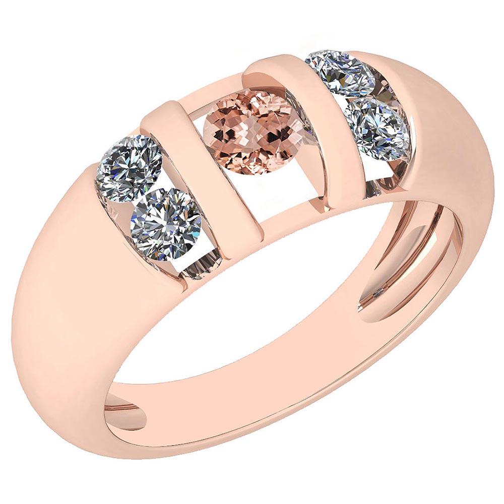 Certified 0.65 Ctw Morganite And Diamond VS/SI1 18K Ros: Certified 0.65 Ctw Morganite And Diamond VS/SI1 18K Rose Gold Ring -- Center Stone Weight ; 0.25 Ctw (1 Pcs Round) Center Stone Color: Morganite Center Stone Setting ; Channel Side Stone (4 Pcs Round