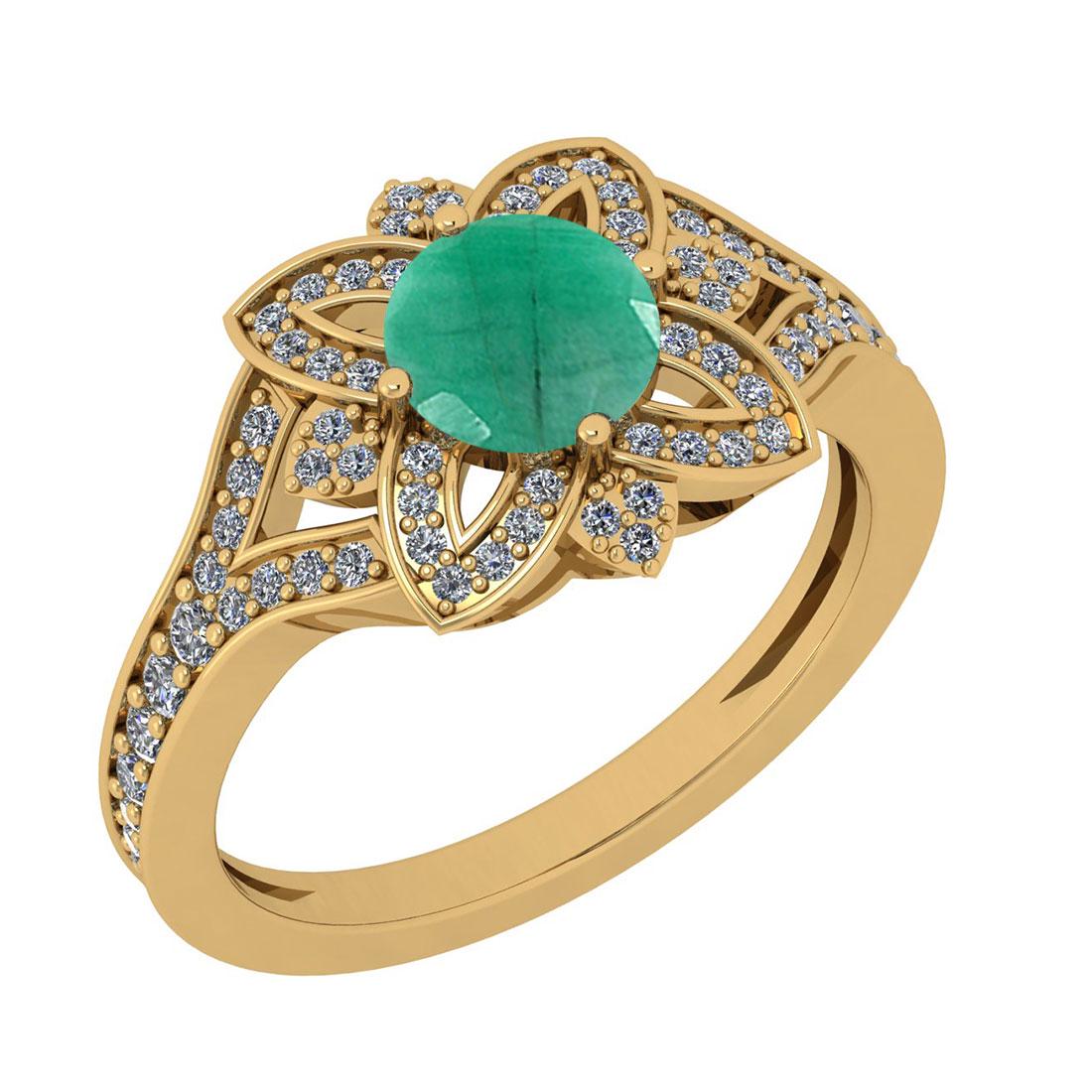 1.15 Ctw SI2/I1 Emerald And Diamond 14K Yellow Gold Wed: 1.15 Ctw SI2/I1 Emerald And Diamond 14K Yellow Gold Wedding Ring -- Center Stone Weight : 0.80 Ctw (1 Psc Round ) Center Stone Color : Emerald Center Stone Setting : Prong Side Stone Weight Of Ctw 0.3