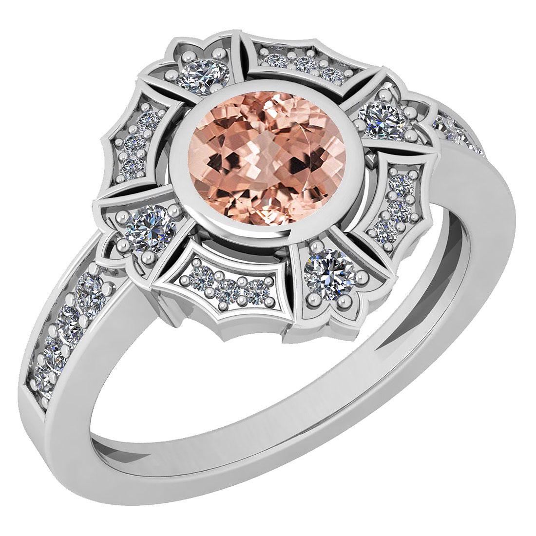 Certified 1.15 Ctw Morganite And Diamond VS/SI1 10K Whi: Certified 1.15 Ctw Morganite And Diamond VS/SI1 10K White Gold Ring -- Color Stone Approx Weight: 0.84 Ctw (1 Pcs Round) Center Stone Color: Morganite Center Stone Setting: Bezel Side Stone (24 Pcs Ro