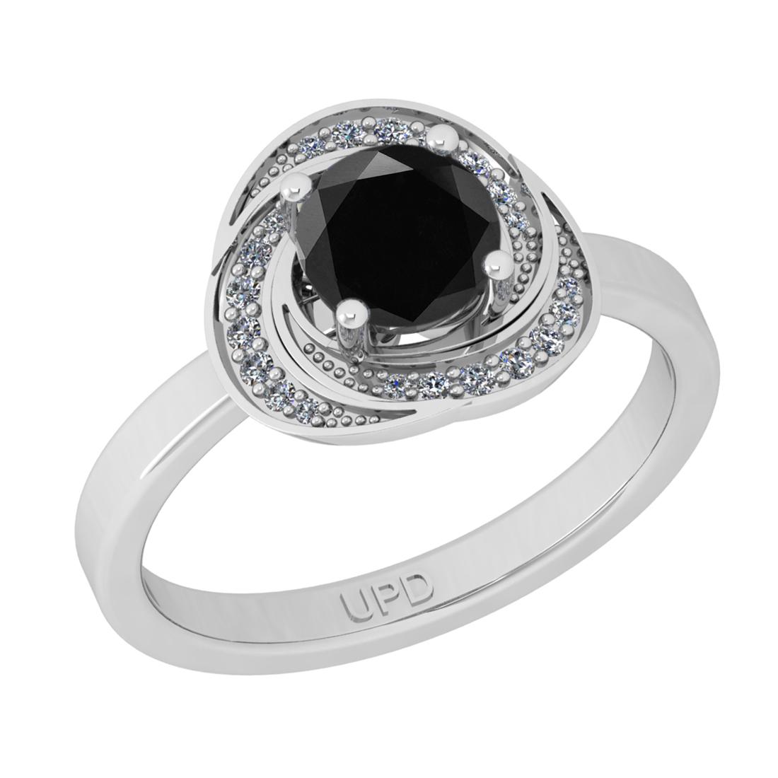 1.10 Ctw I2/I3 Treated Fancy Black And White Diamond 14: 1.10 Ctw I2/I3 Treated Fancy Black And White Diamond 14K White Gold Ring -- Center Stone Weight : 1.00 Ctw (Round Cut) Center Stone Color :-Treated Fancy Black Diamond Center Stone Clarity : I2/I3 Sto