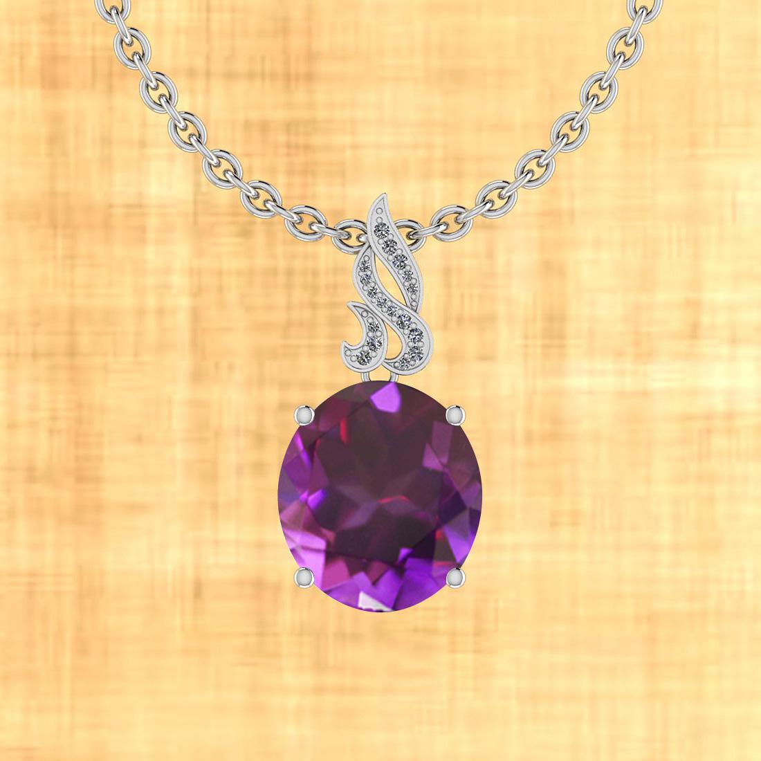 Certified 10.85 Ctw Amethyst And Diamond I2/I3 10K Gold: Certified 10.85 Ctw Amethyst And Diamond I2/I3 10K Gold Victorian Style Pendant -- Center Stone Approx Weight: 10.79 Ctw (1 pcs Oval) Center Stone Color: Amethyst Center Stone Setting: Prong Side Ston