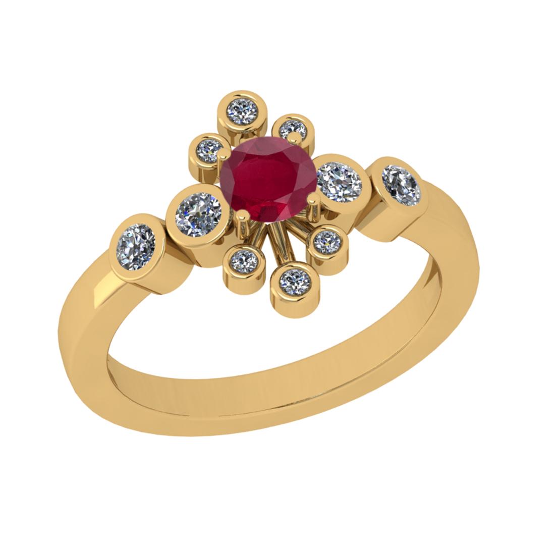 0.85 Ctw I2/I3 Ruby And Diamond 14K Yellow Gold Wedding: 0.85 Ctw I2/I3 Ruby And Diamond 14K Yellow Gold Wedding Ring -- Center Stone Weight : 0.50 Ctw (Round Cut) Center Stone Color :-Ruby Stone Setting : Prong Side Stone Weight Of Ctw 0.35 Ctw Side Stone