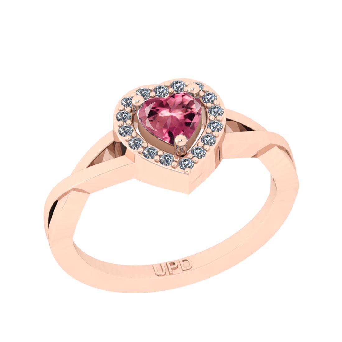 1.20 Ctw SI2/I1 Pink Tourmaline And Diamond 10K Rose Go: 1.20 Ctw SI2/I1 Pink Tourmaline And Diamond 10K Rose Gold Twisted Engagement Ring -- Center Stone Weight : 1.00 Ctw ( Heart Cut ) Center Stone Color :-Pink Tourmaline Center Stone Setting : Prong Side