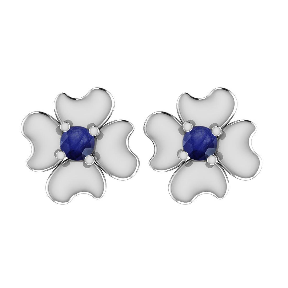 0.50 Ctw SI2/I1 Blue Sapphire 18K White Gold Stud Earri: 0.50 Ctw SI2/I1 Blue Sapphire 18K White Gold Stud Earrings -- Color Stone Weight : 0.50 Ctw (2 psc Round) Center Stone Color : Blue Sapphire Center Stone Setting : Prong Metal Weight : Approx 2.40 Gra