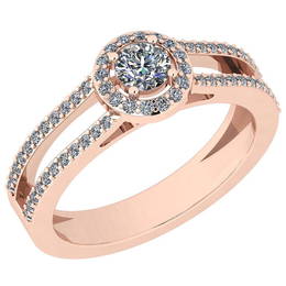 Certified 0.56 Ctw Diamond VS/SI1 14K Rose Gold Halo Ri