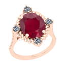 Certified 8.77 Ctw I2/I3 Ruby And Diamond 14K Rose Gold