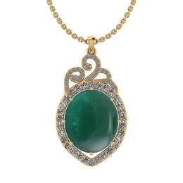 Certified 15.22 Ctw I2/I3 Emerald And Diamond 14K Yello