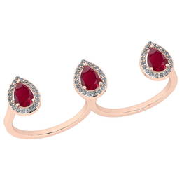 Certified 1.80 Ctw Ruby And Diamond VS/SI1 2 Finger 18k