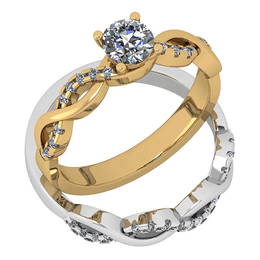 Certified 0.77 Ctw Diamond VS2/SI1 2 Tone 2 Pcs Engagem