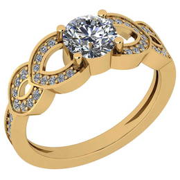 Certified 1.09 Ctw Diamond VS/SI1 14K Yellow Gold Halo