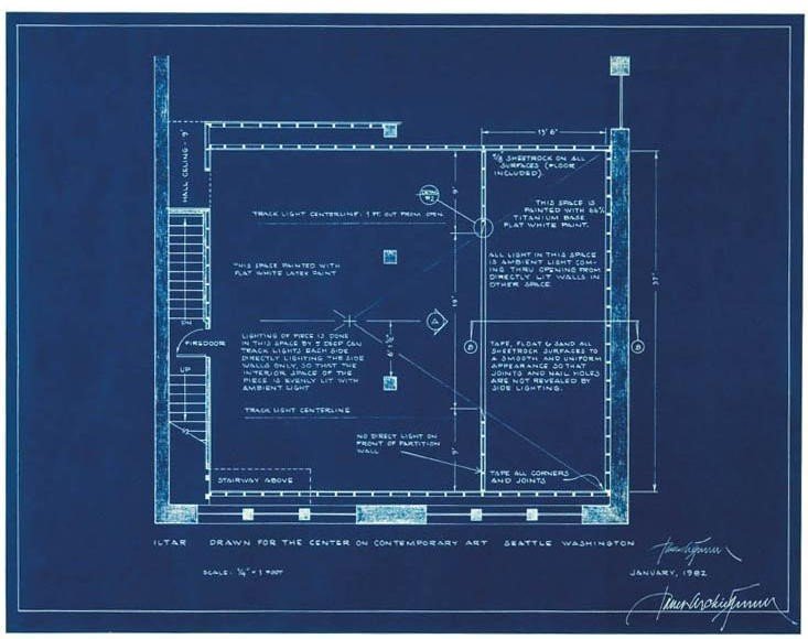 James Turrell: James Turrell cyanotype Titled: Iltar Measures: 17 x 24 inches Signed lower right by artist