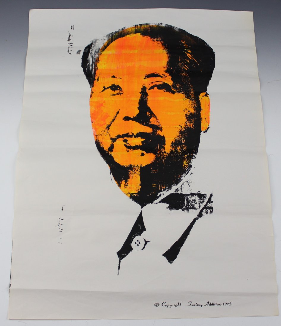Andy Warhol, Mao Screenprint: Mao, 1973 screenprint on paper by Andy Warhol Measures: 30 x 23.25 inches Stamped towards the left side, dated on bottom