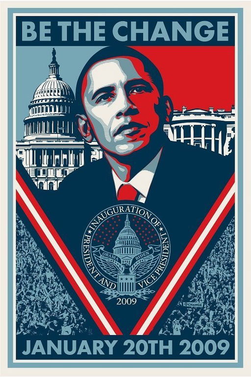 Shepard Fairey Signed Be The Change Obama Poster Jul 17 2017 Delaware Fine Art Auction In De