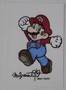 Shiguru Miyamoto Mario Signed Drawing: Shiguru Miyamoto - Super Mario drawing and coloring signed autograph and dated Nov 1 2010