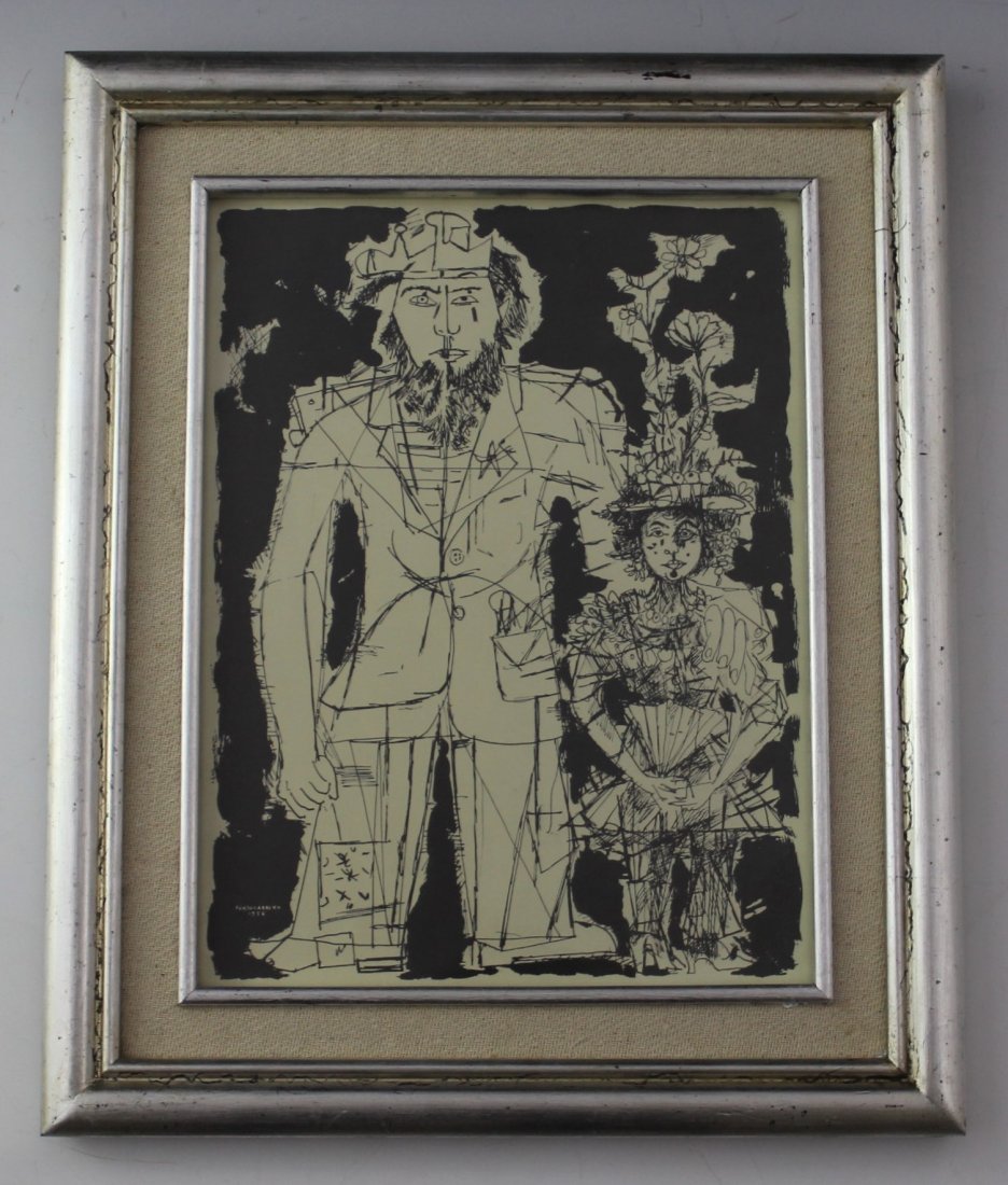 Rene Portocarrero Cuban Art Drawing: Untitled, drawing by Cuban artist Rene Portocarrero Signed in the bottom corner