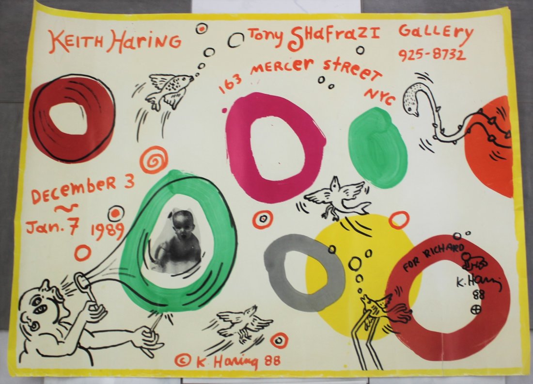 Keith Haring, Tony Shafrazi Signed Poster & Drawing (1 of 3)