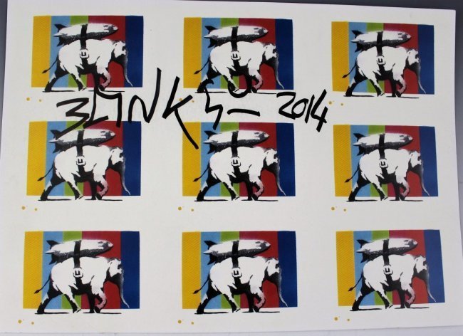 Banksy Signed Stamp Sheet (1 of 1)