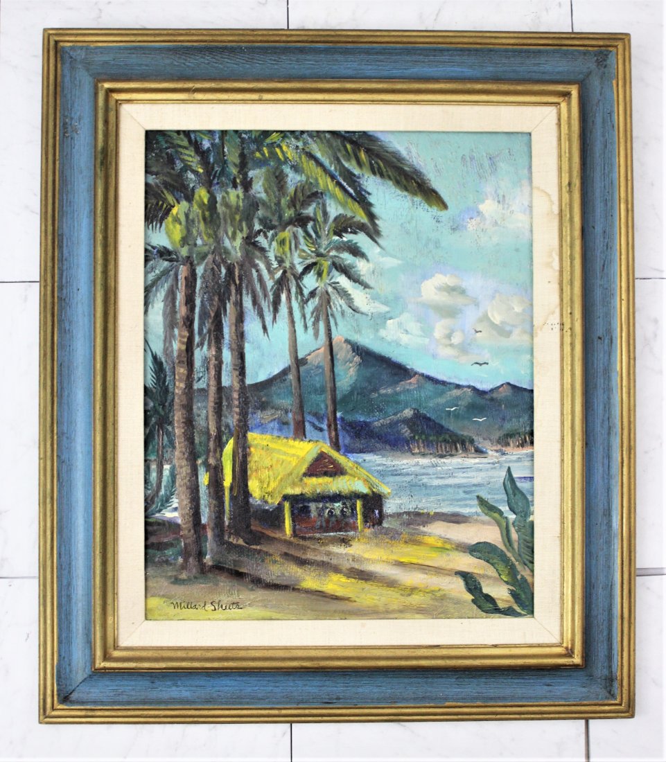 Millard Sheets Painting: Millard Sheets (Hawaii) signed oil painting Signed bottom left Measurements: Frame 24 x 28 inches, Painting 16 x 20 inches Provenance: Acquired by DFAA from a private collection in Washington. The pai