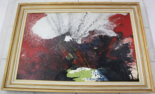 Shozo Shimamoto Painting: Shozo Shimamoto painting Signed lower left, dated 64' on back Measurements: Frame 30 x 41 inches Painting 24 x 36 inches