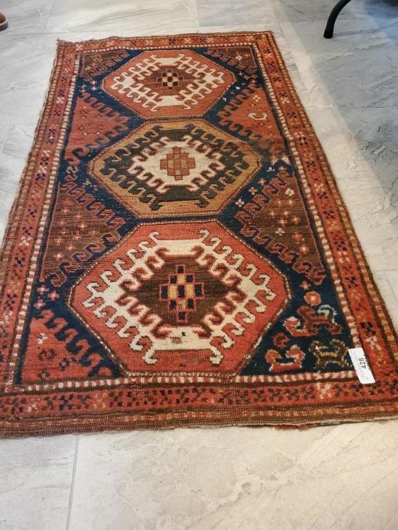 Antique Hand knotted Kazak Rug  2.6x5.7 ft (1 of 2)