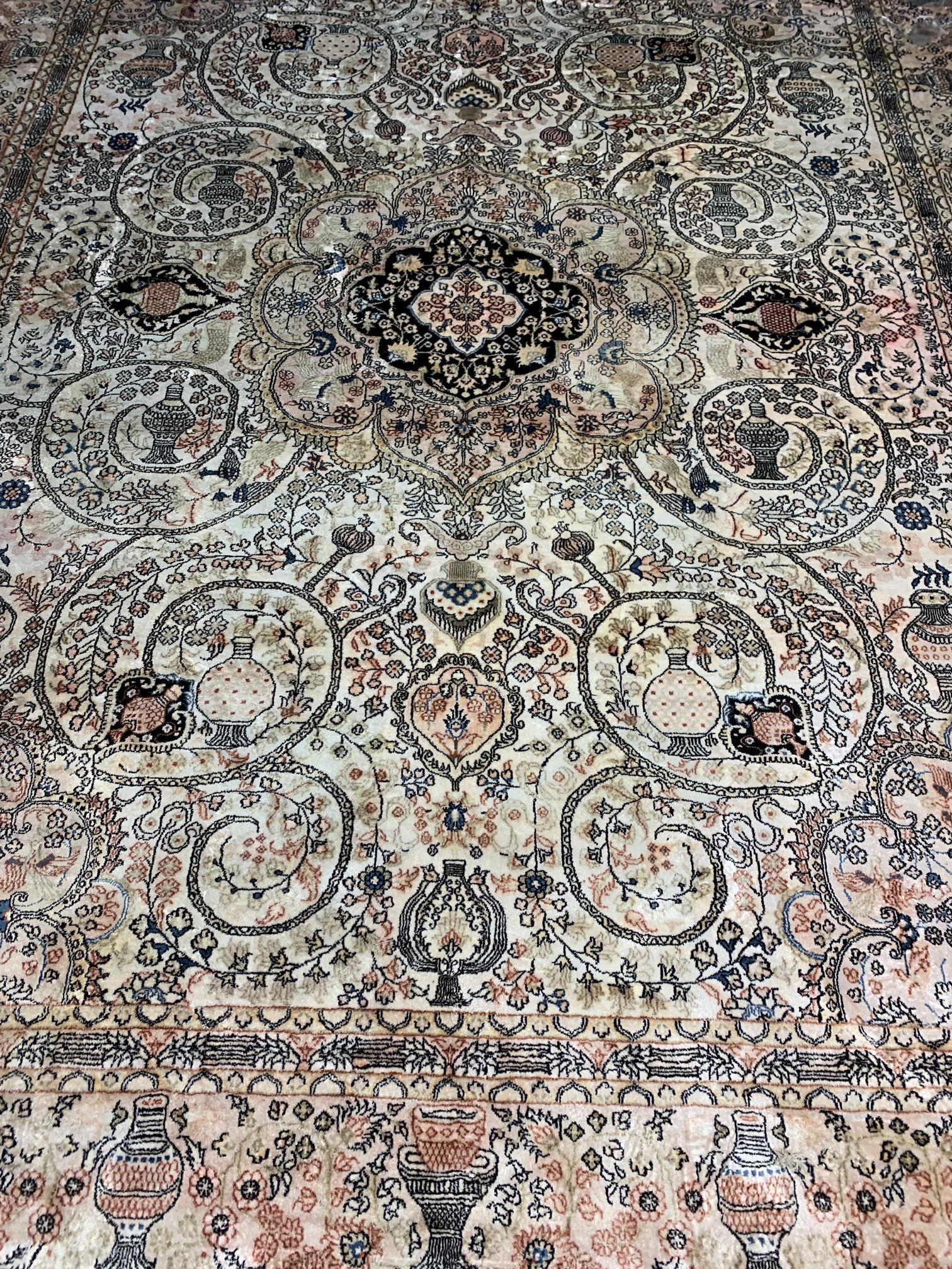 Hand Knotted Hereke Silk Rug 9x12 ft (1 of 11)