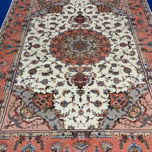 Fine Hand Knotted Pesian Silk& Wool 50 Raj Rug10.6x6.4: Fine Hand Knotted Pesian Silk& Wool 50 Raj Rug10.6x6.4