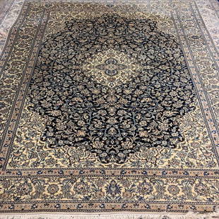 Hand Knotted Persian Silk&Wool Nain Rug 6.7x9.8 ft: Hand Knotted Persian Silk&Wool Nain Rug 6.7x9.8 ft