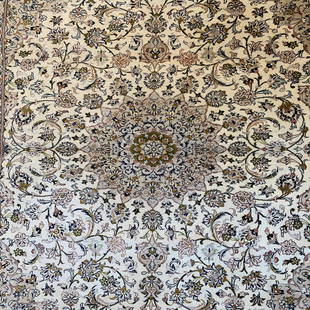 Hand Knotted Kashan Silk Rug 3.3x5.7: Hand Knotted Kashan Silk Rug 3.3x5.7