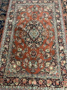 Hand Knotted Persian Sarouk 4x6.4 ft: Hand Knotted Persian Sarouk 4x6.4 ft