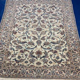 Hand Knotted Persian Silk&Wool Nain Rug 4x6 ft: Hand Knotted Persian Silk&Wool Nain Rug 4x6 ft