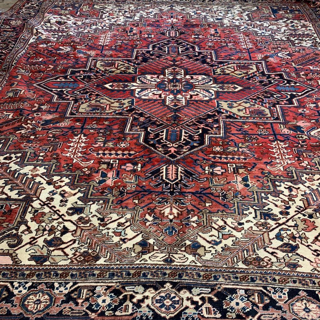 Hand Knotted Persian Heriz Rug 13x10.4 ft (1 of 10)