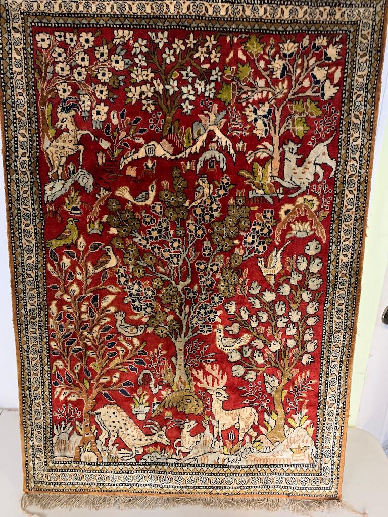 Hand Knotted Persian qum Silk Rug 3x2 ft (1 of 8)