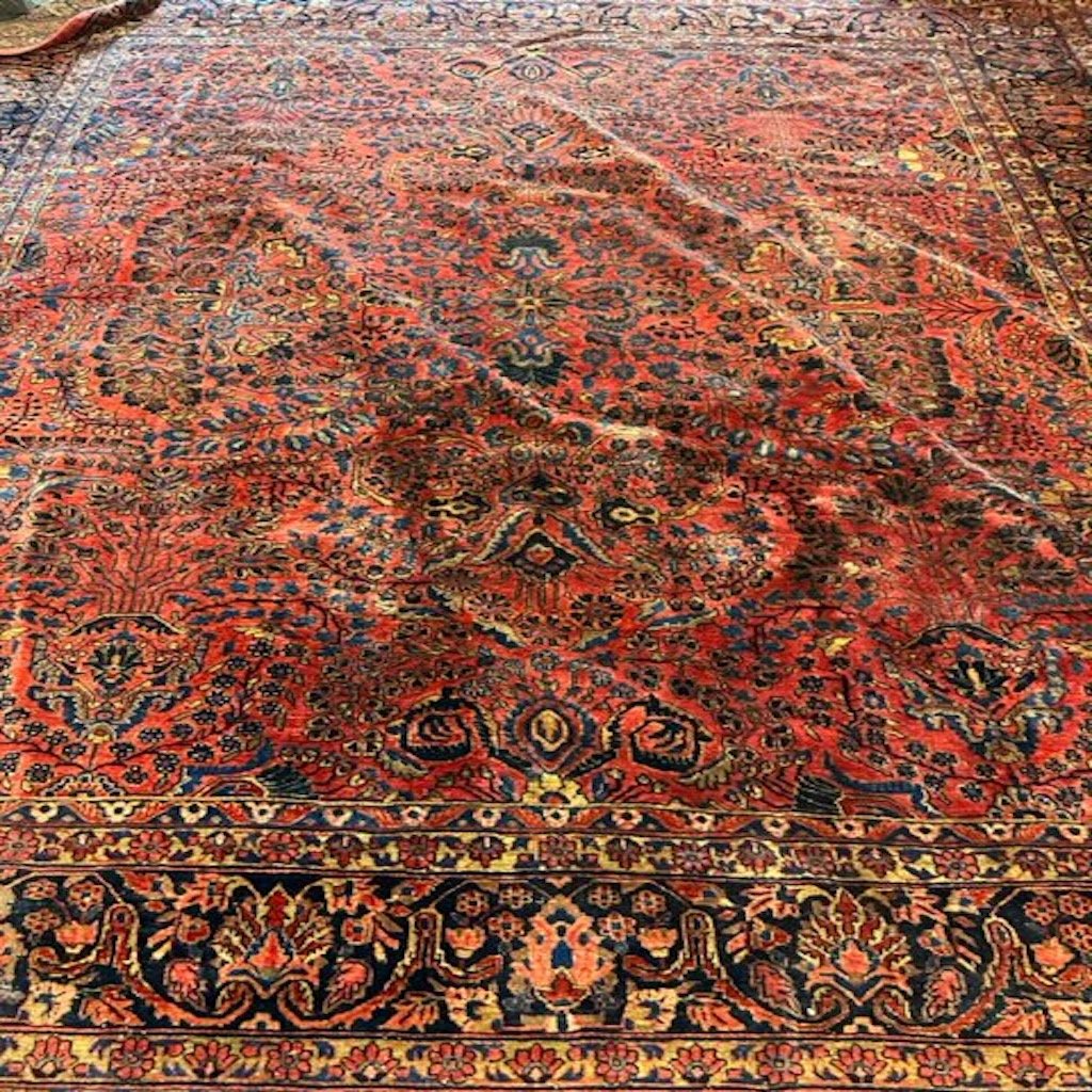 Hand Knotted Persian Sarouk Rug 11.10x10.6 ft (1 of 11)
